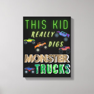 Den här Kid-Verkligen Gräver Monster Lastbilar Canvastryck