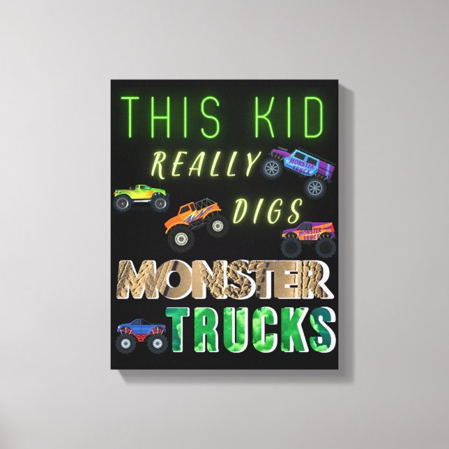 Den här Kid-Verkligen Gräver Monster Lastbilar Canvastryck (Framsida)