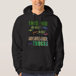 Den här Kid-Verkligen Gräver Monster Lastbilar Hoodie