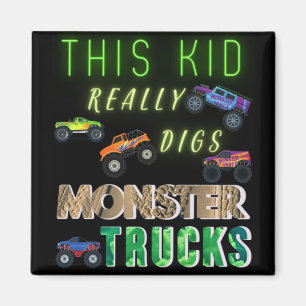 Den här Kid-Verkligen Gräver Monster Lastbilar Magnet
