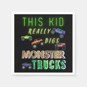 Den här Kid-Verkligen Gräver Monster Lastbilar Pappersservett