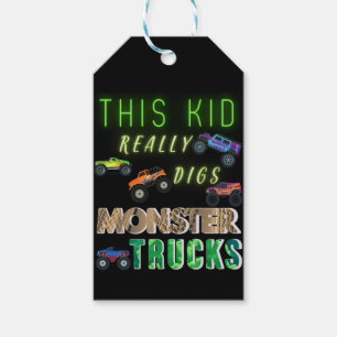 Den här Kid-Verkligen Gräver Monster Lastbilar Presentetikett