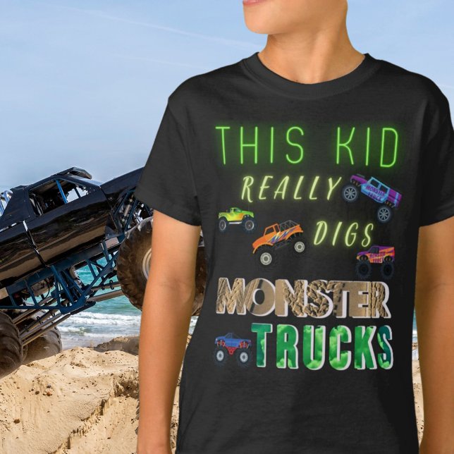 Den här Kid-Verkligen Gräver Monster Lastbilar T Shirt (Skapare uppladdad)