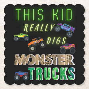 Den här Kid-Verkligen Gräver Monster Lastbilar Underlägg Papper