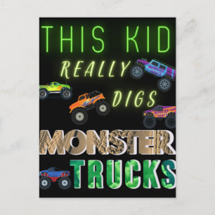 Den här Kid-Verkligen Gräver Monster Lastbilar Vykort