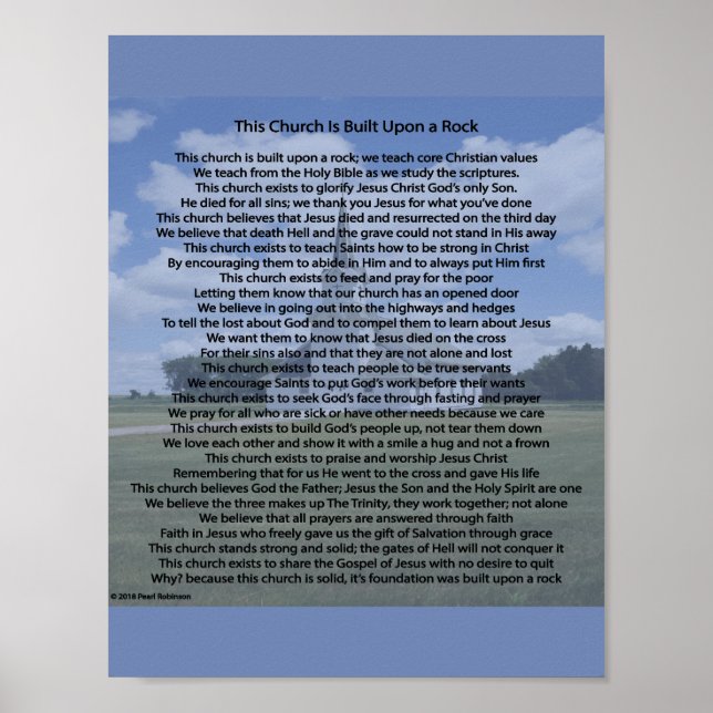 Den här kyrkan byggs ett sten poster nr 2 på poste (Framsidan)