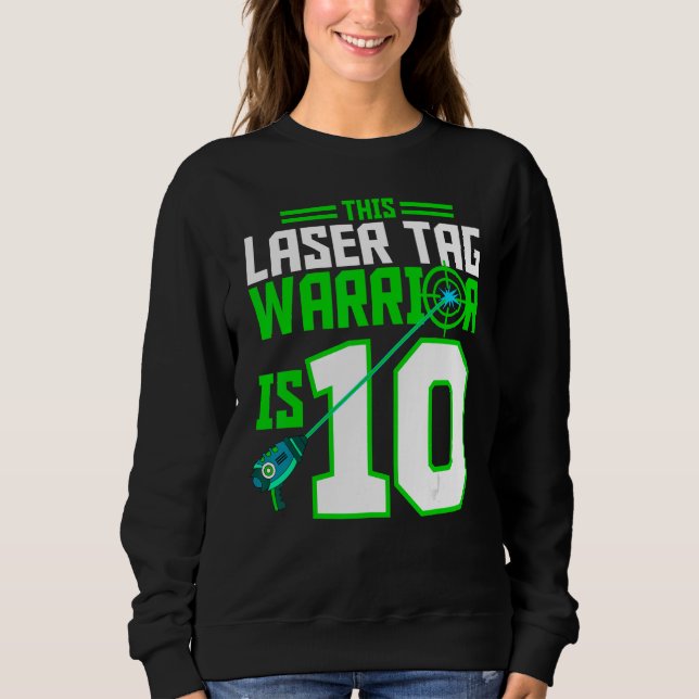 Den här laserMärkrn Warrior är 10 Födelsedagsfeste T Shirt (Framsida)