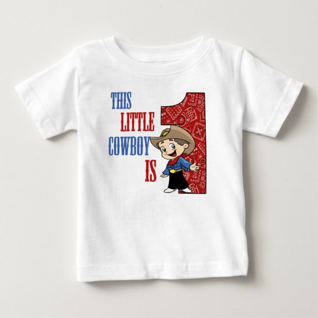 Den här lilla COWBOY är 1 BIRTHDAY Tee (Framsida)