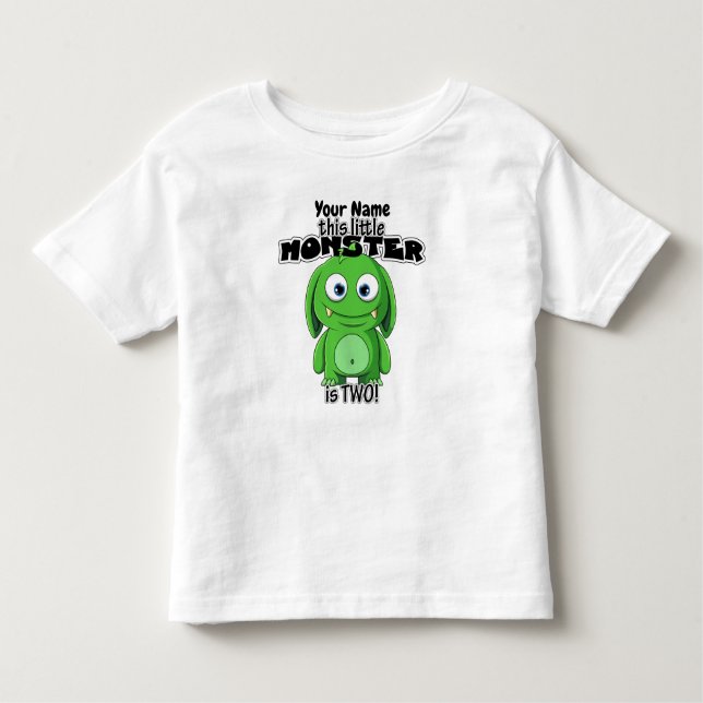 Den här lilla monstern är två! t shirt (Framsida)