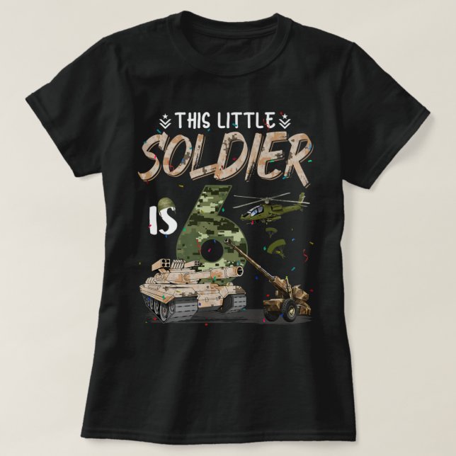 Den här lilla soldaten är sex militärdagar i 6e t shirt (Design framsida)