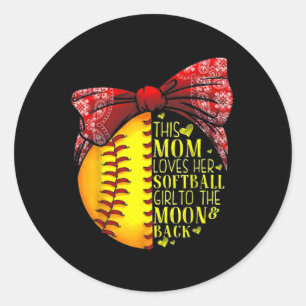 Den här mamman älskar sin softballflicka till måne runt klistermärke