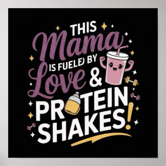 Den här Mamman drivs av Kärlek & Protein Shakes! Poster