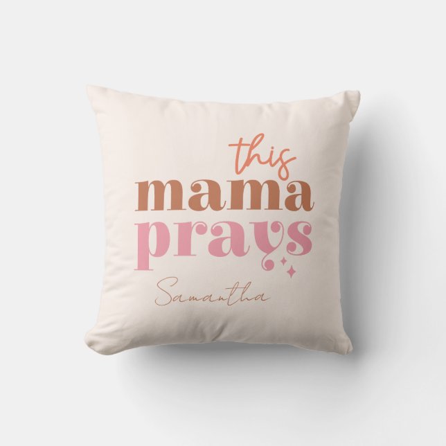 Den här Mamman Prays - Rustic Boho Design Kudde (Framsida)