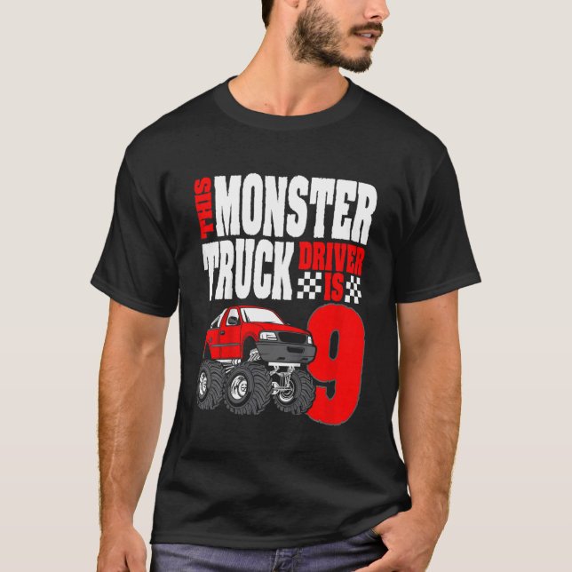 Den här monsterdrivrutinen i Lastbil är 9 på födel T Shirt (Framsida)