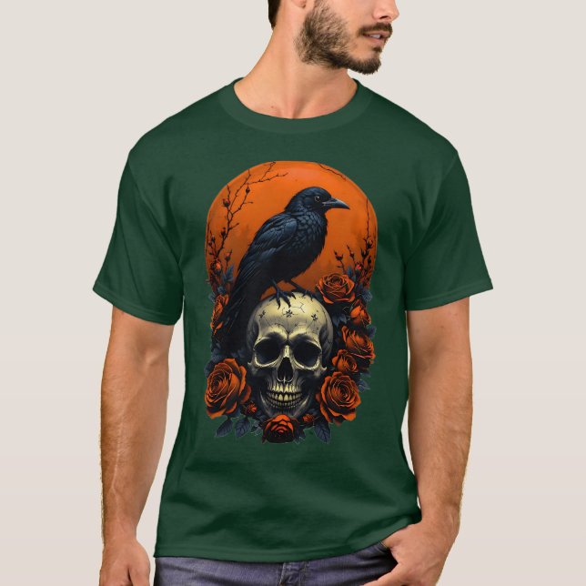 Den här Mörken Bloom Skull & Ro T-Shirt (Framsida)