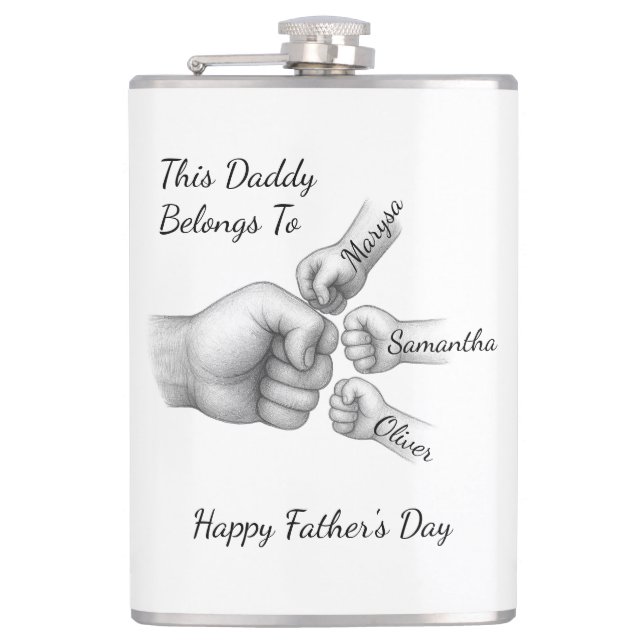 Den här pappa Tillhör till - Gift med Kids Namn - Fickplunta (Framsidan)