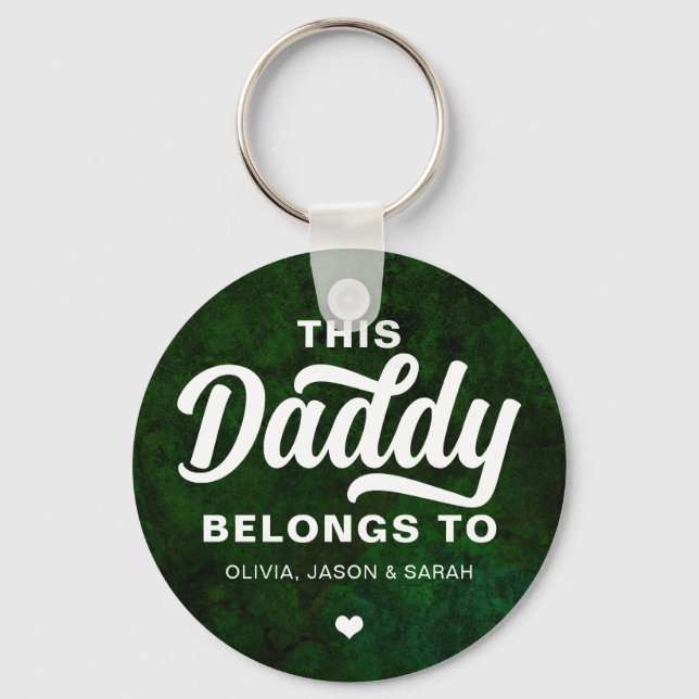 Den här pappa-Tillhöret till Fars dag Emerald Grön Nyckelring (Framsida)
