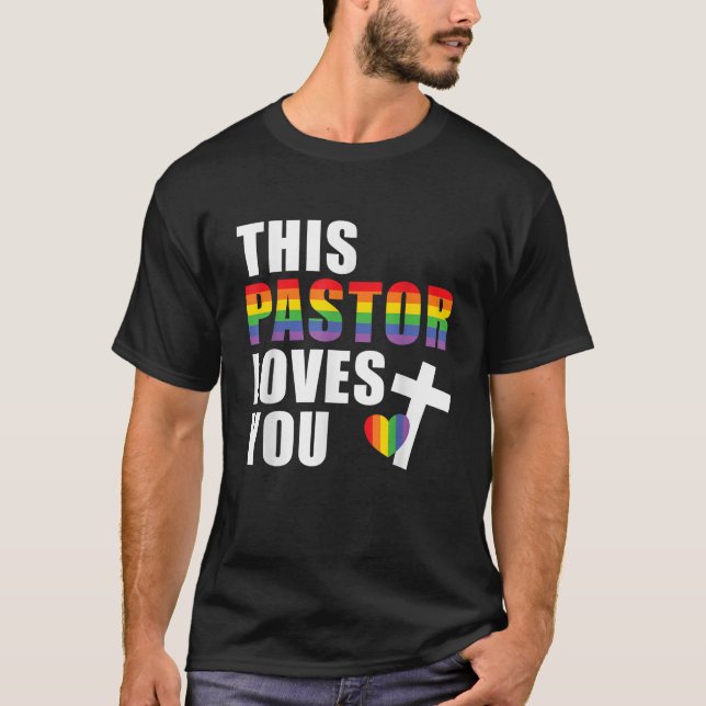Den här pastor Kärlek You HGBTQ Ally-Religiösan Le T Shirt (Framsida)