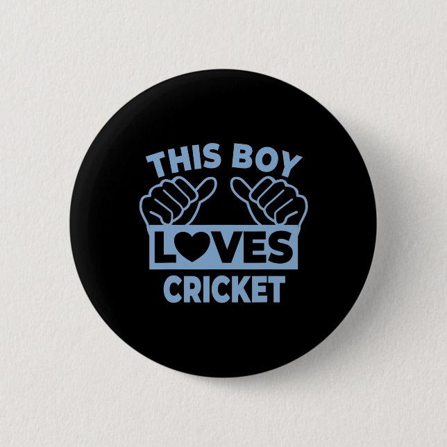 Den här pojken älskar cricket - Cricketspelare  Knapp (Framsida)
