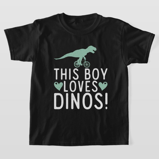 Den här pojken kärlek Dinos Fossils Dinsosaur T Shirt (Laydown)