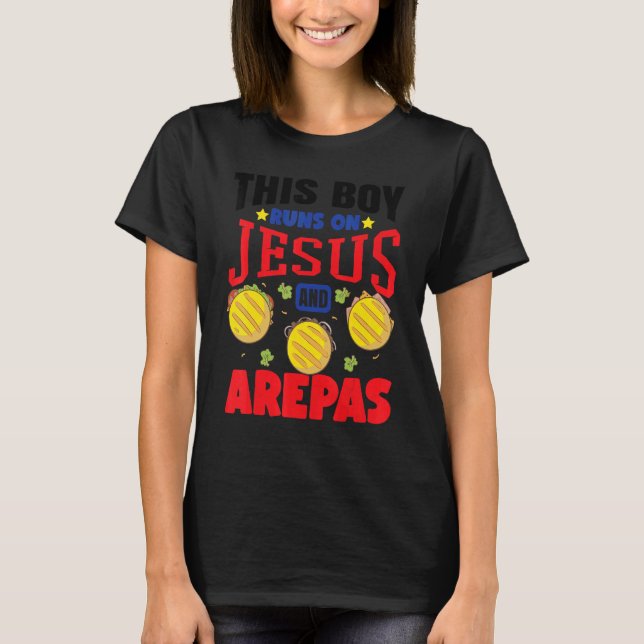 Den här pojken Springa på Jesus och Arepas Kids Co T Shirt (Framsida)