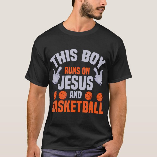 Den här pojken Springa på Jesus och Basketball Chr T Shirt (Framsida)