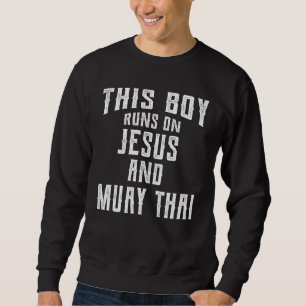 Den här pojken Springa på Jesus och Muay Thai Chri Lång Ärmad Tröja