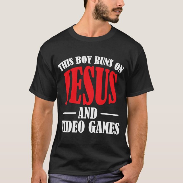 Den här pojken Springa på Jesus- och videospel Chr T Shirt (Framsida)