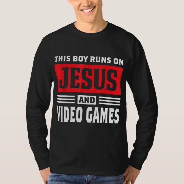 Den här pojken Springa på Jesus- och videospelen C T Shirt (Framsida)