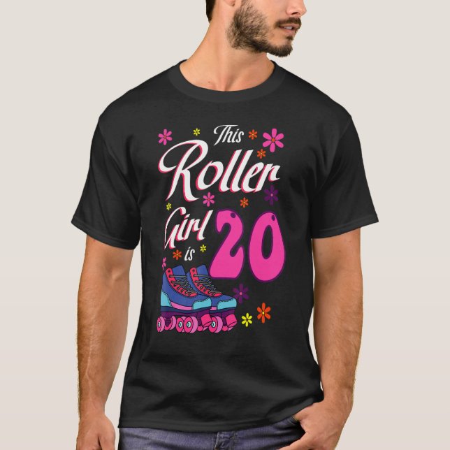 Den här rollflickan är 20 roller Skates Bday Skati T Shirt (Framsida)