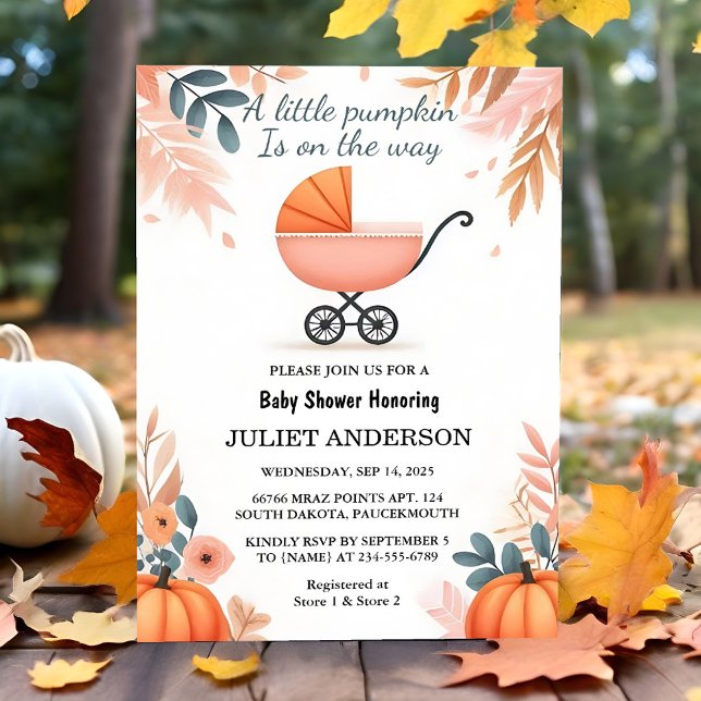Den här Rosan Blue Boho Girl Boy Fall Baby Shower Inbjudningar (Skapare uppladdad)