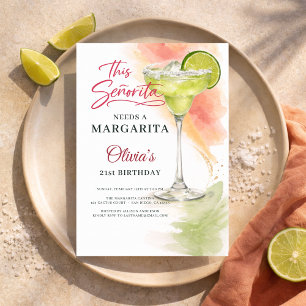 Den här Señoritan behöver en Margarita 21-årsdag Inbjudningar