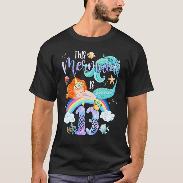 Den här Sjöjungfrun är 13:e födelsedagstidningen G T Shirt (Framsida)