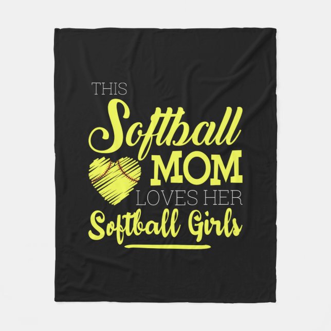 Den här softball mamma kärlek, hennes Softball Gir Fleecefilt (Framsidan)