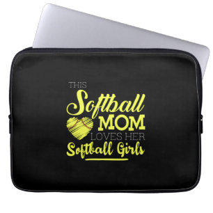 Den här softball mamma kärlek, hennes Softball Gir Laptop Fodral