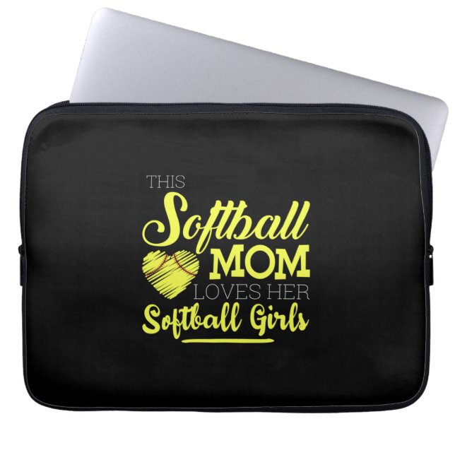 Den här softball mamma kärlek, hennes Softball Gir Laptop Fodral (Framsidan)