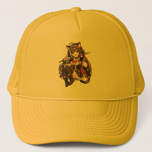 Den här söta pastellfärgade animeflickan Hatt Keps (Framsida)