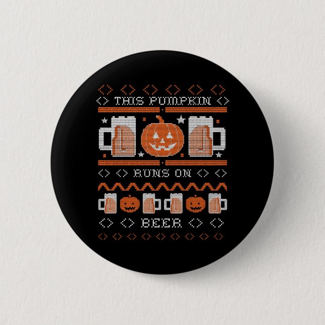 Den här Springan på Beer Funny Ugly Halloween Knapp (Framsida)