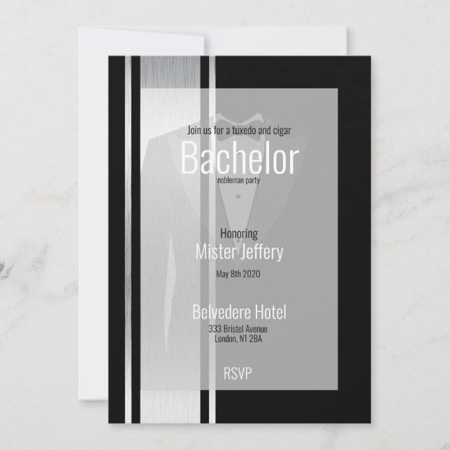 Den här svarta och vita noblemanska reklamfesten spara datumet (Framsida)