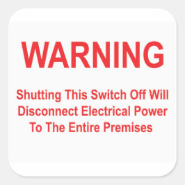 Den här switchen kopplar från elström fyrkantigt klistermärke