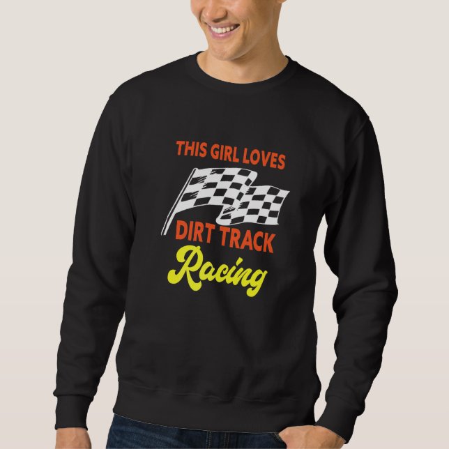 Den här tjejen älskar Dirt Track-racing Lång Ärmad Tröja (Framsida)