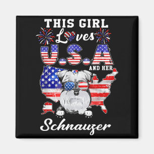 Den här tjejen älskar USA och hund 4 juli Schnauze Magnet