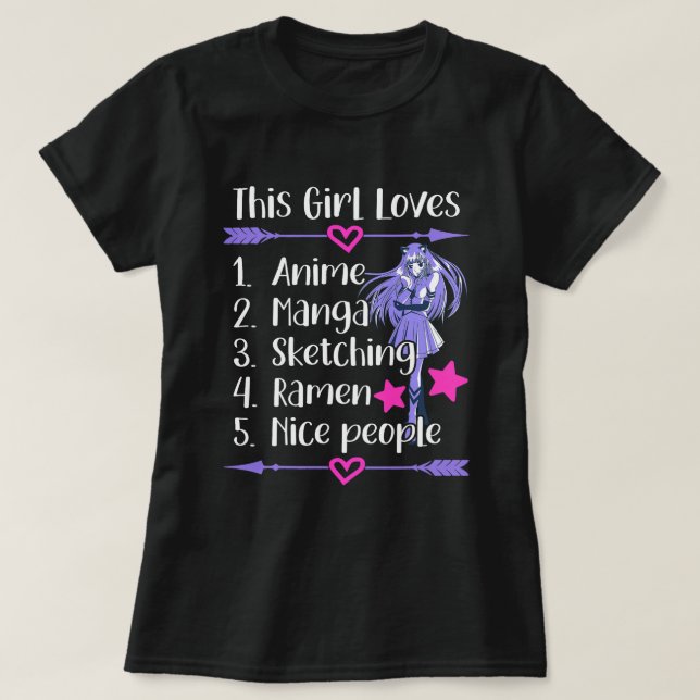 Den här tjejen Kärlek Anime Manga Sketching Ramen  T Shirt (Design framsida)