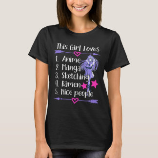 Den här tjejen Kärlek Anime Manga Sketching Ramen T Shirt