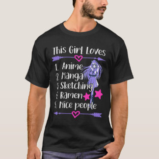 Den här tjejen Kärlek Anime Manga Sketching Ramen T Shirt