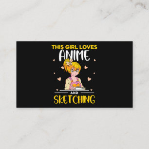 Den här tjejen Kärlek Anime och Sketching Älskare  Visitkort