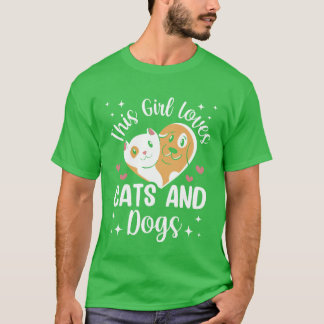 Den här tjejen Kärlek Cats och Hundar Hund Cat Lov T Shirt