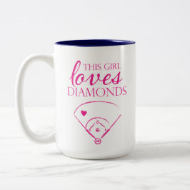 Den här tjejen Kärlek Diamonds Baseball/Softball M Två-Tonad Mugg
