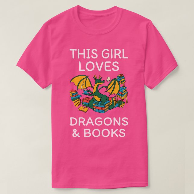 Den här tjejen Kärlek Dragons och Bokar I T Shirt (Design framsida)