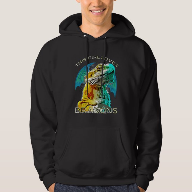 Den här tjejen Kärlek Dragons Pet Bearded Dragon Hoodie (Framsida)